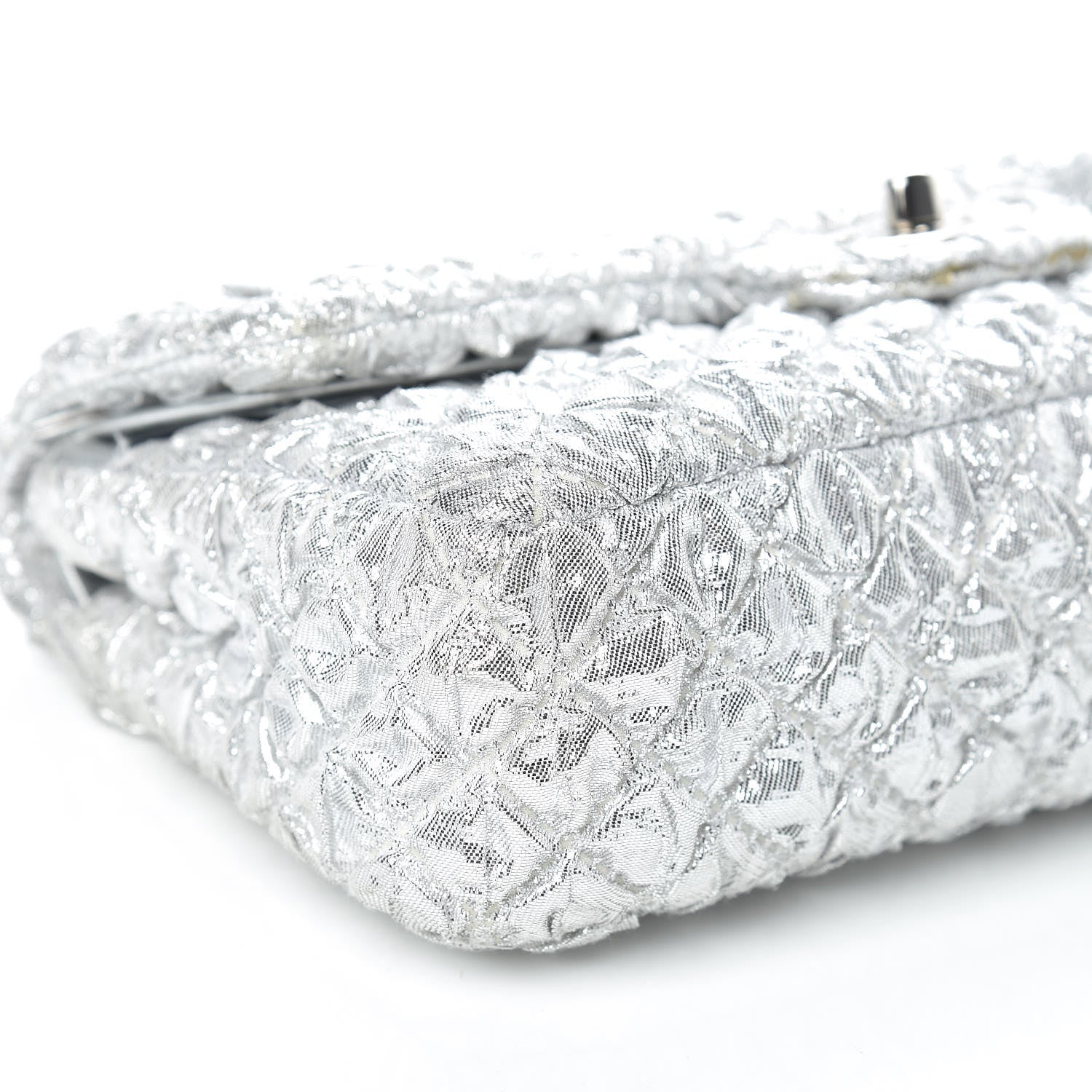 Chanel Metallic Lame Quilted Small Double Flap Silver 8 of 15
