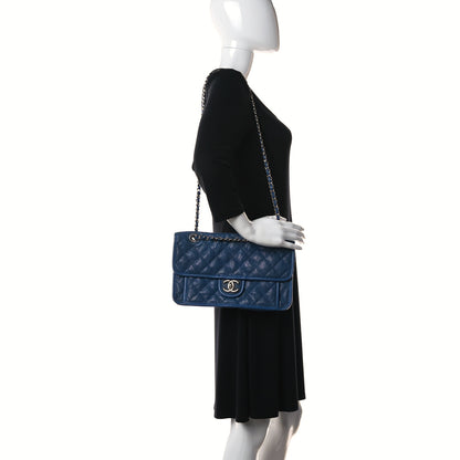 Chanel Caviar Quilted Large French Riviera Flap Blue 2 of 14