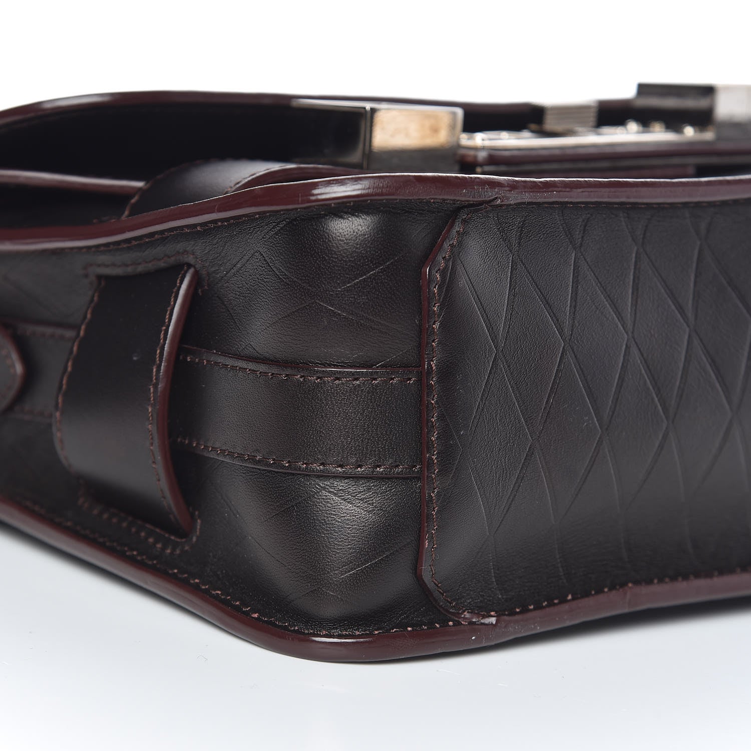 Proenza Schouler Diamond Calfskin Embossed Mini PS11 Classic Shoulder Bag Dark Brown 9 of 11