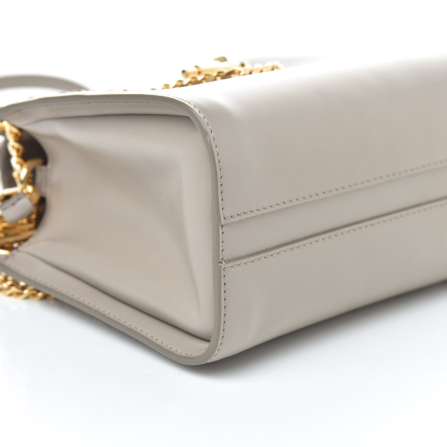 Shiny Calfskin Mini Annie Shoulder Bag Motty Grey