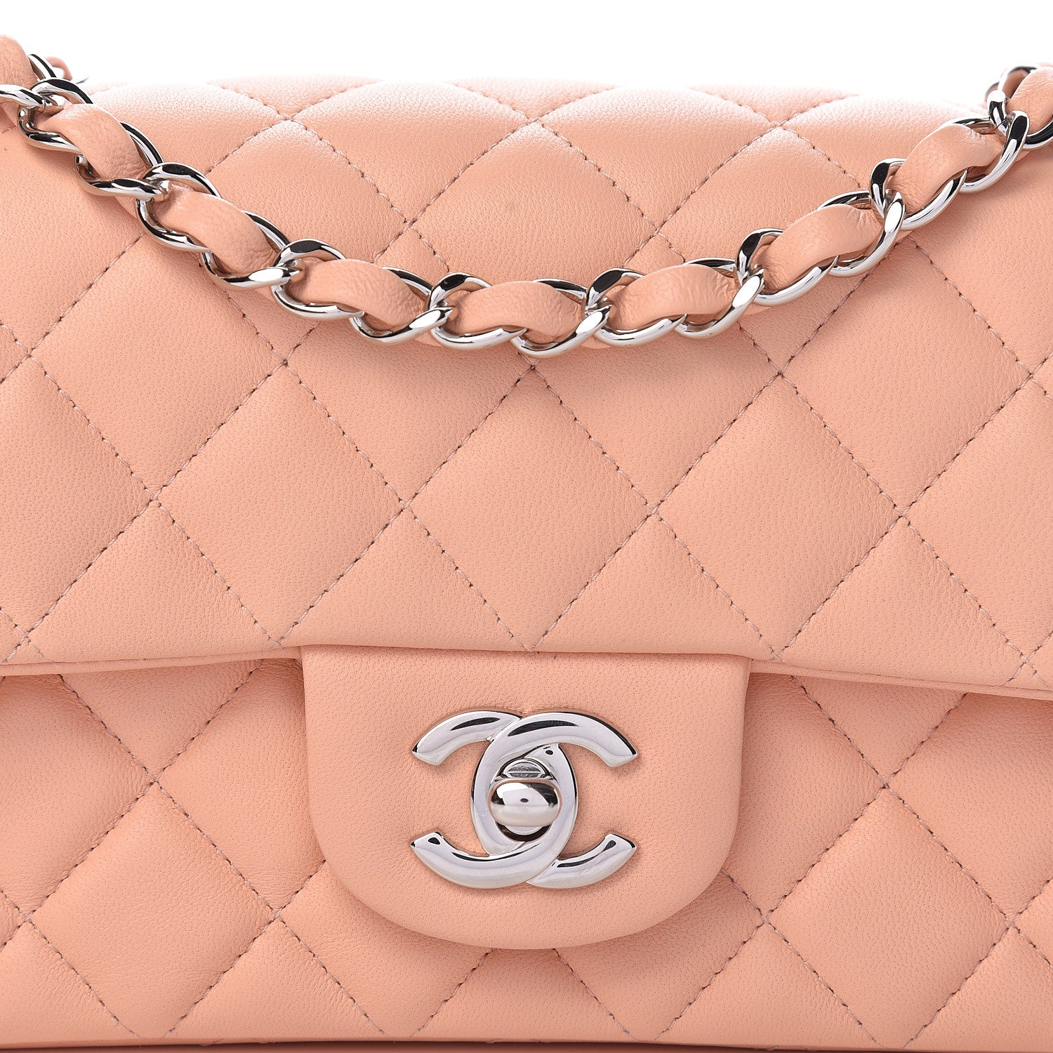 Chanel Lambskin Quilted Mini Rectangular Flap Light Pink 14 of 14