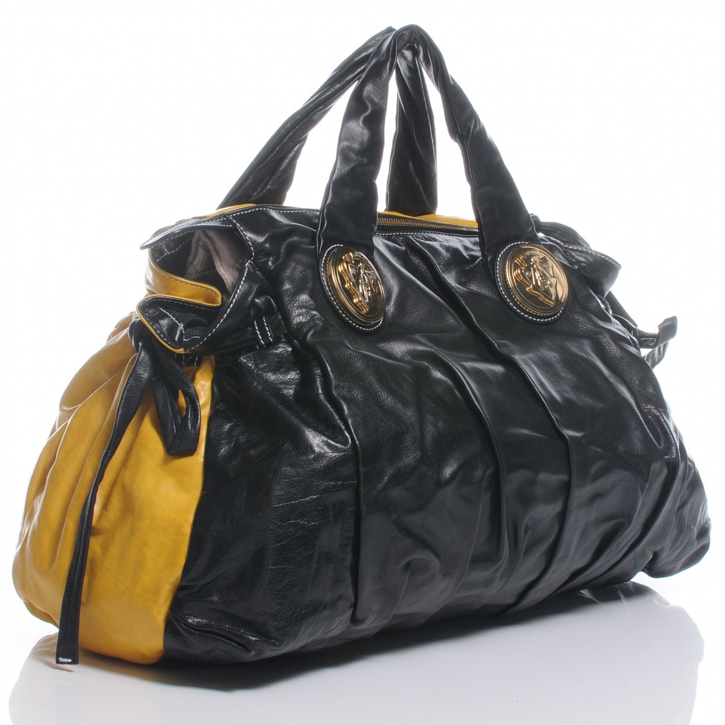 Leather Hysteria Satchel Black Yellow