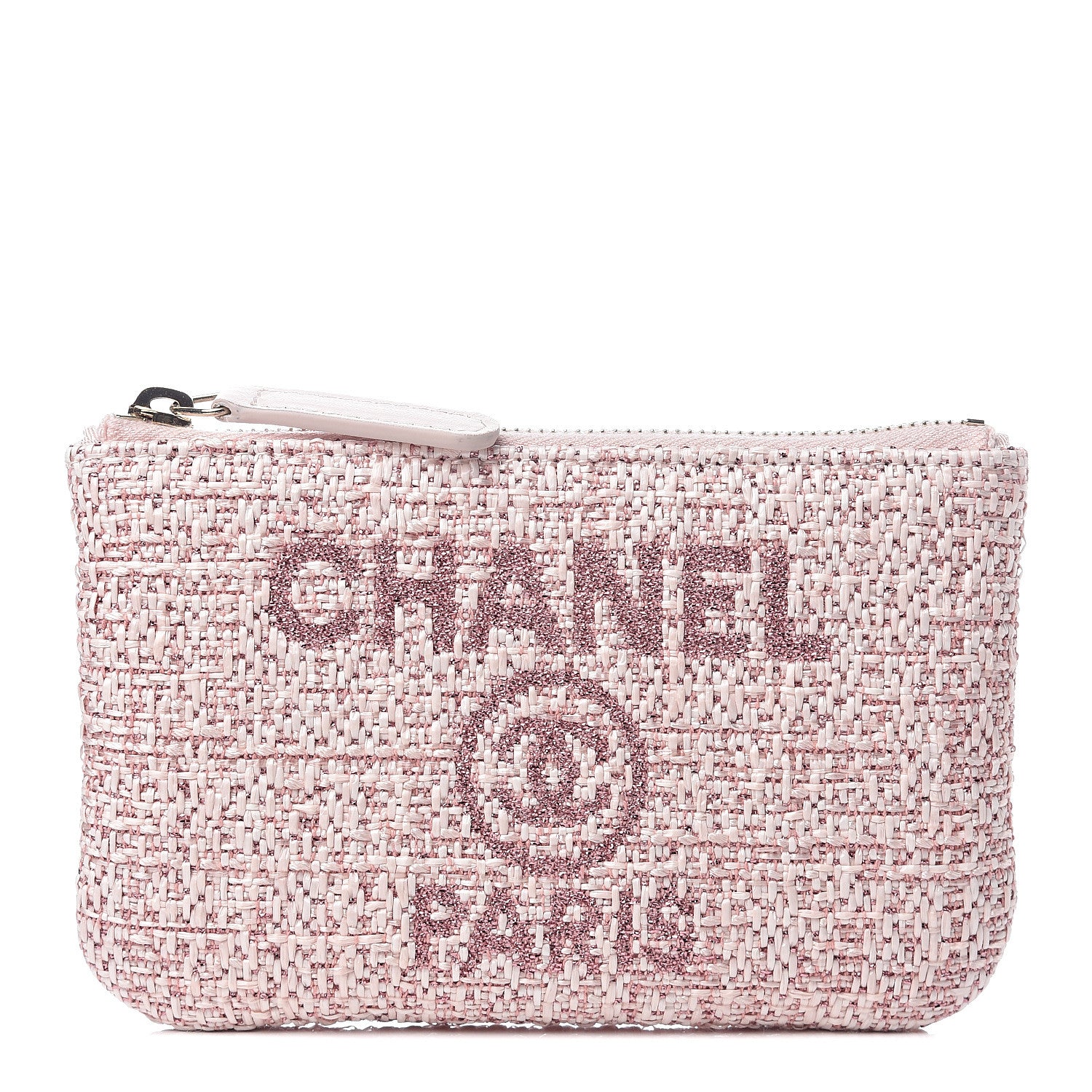 Chanel Woven Straw Raffia Deauville Cosmetic Pouch Pink 1 of 7