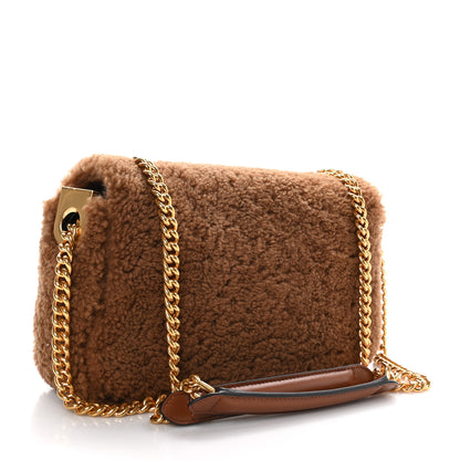 Fendi Shearling Lambskin Midi Chain Baguette Caramello 3 of 10