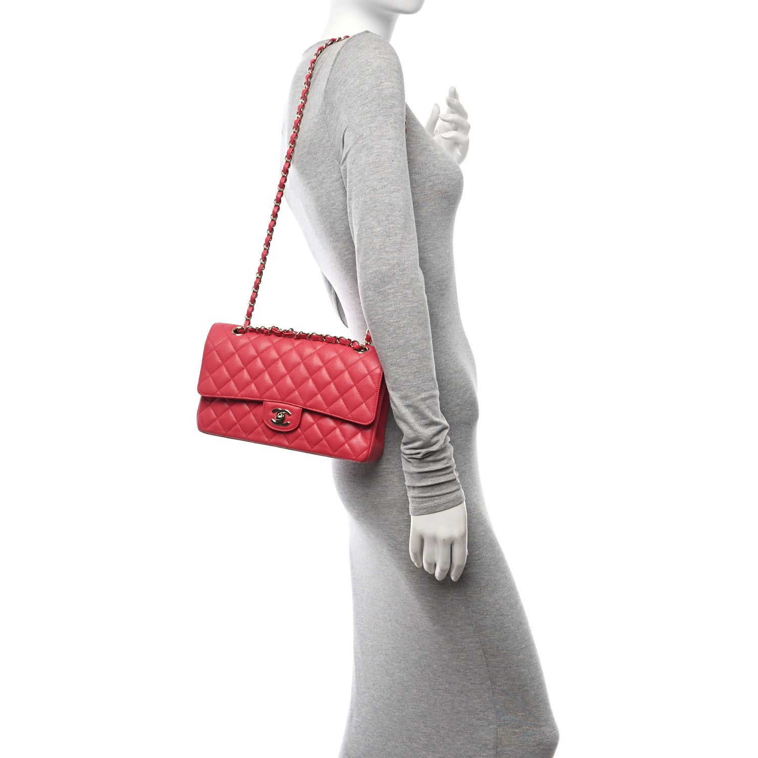 Chanel Caviar Quilted Medium Double Flap Pink 2 of 11