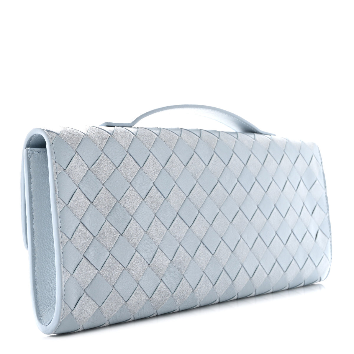 Suede Nappa Intrecciato Long Andiamo Top Handle Clutch Glacial