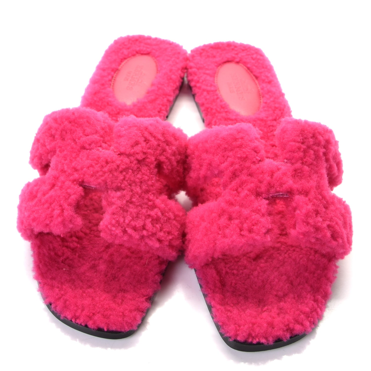 Hermes Woolskin Oran Sandals 37.5 Rose Fuchsia 5 of 10