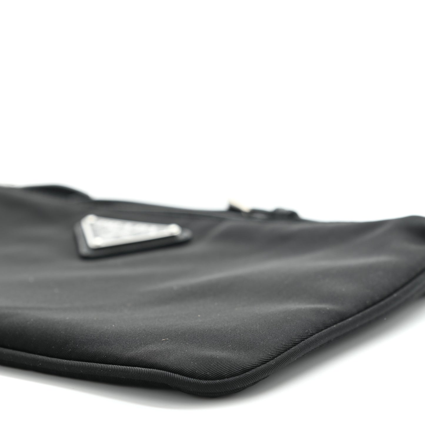 Re-Nylon Saffiano Pouch Wristlet Black