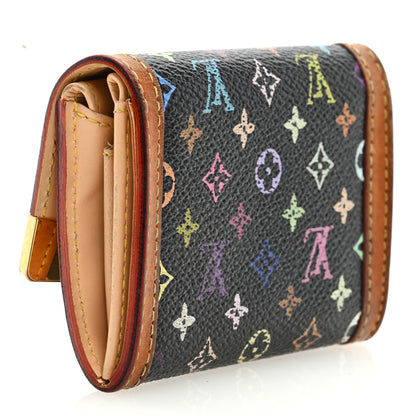 Louis Vuitton Monogram Multicolor Porte-Monnaie Plat Coin Purse Black 3 of 6
