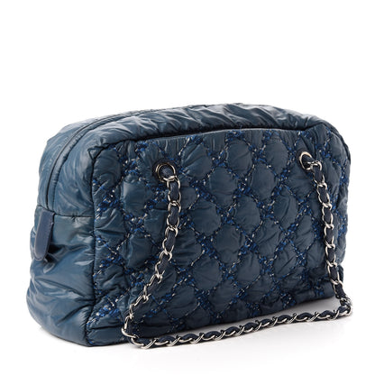 Chanel Nylon Quilted Tweed Stitch Bubble Camera Case Blue 3 of 11
