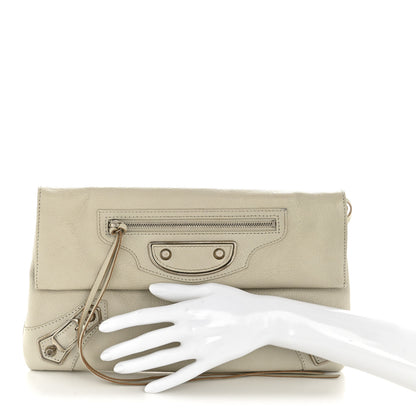 Balenciaga Chevre Silver Metallic Edge Hardware Envelope Clutch Gris Glace 2 of 15