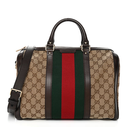 Gucci Monogram Vintage Web Medium Boston Dark Brown 1 of 13