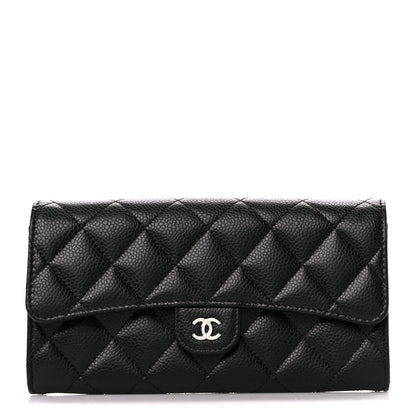 Chanel Caviar Quilted Large Gusset Flap Wallet Black 1 of 11