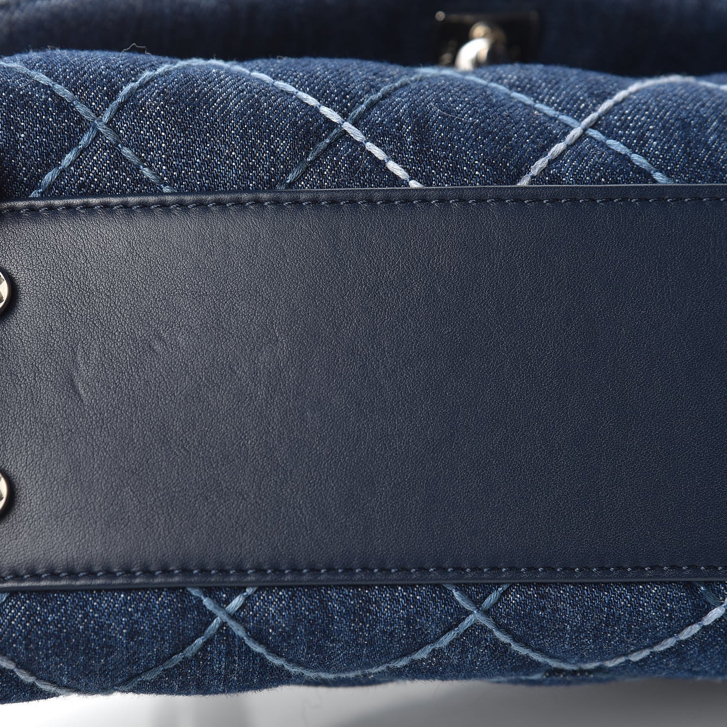 Denim Quilted Mini Coco Handle Flap Blue