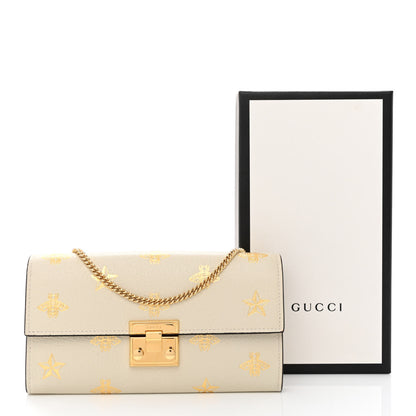 Gucci Grained Calfskin Bee Star Continental Chain Wallet White 11 of 11