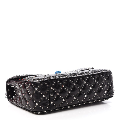 Valentino Garavani Lambskin Beaded Medium Rockstud Spike Shoulder Bag Black 4 of 10