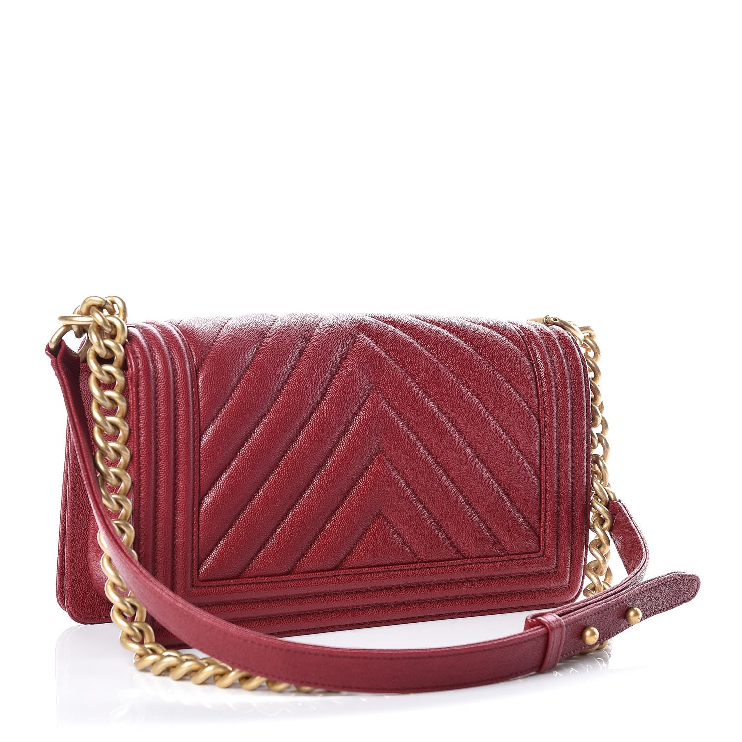 Chanel Caviar Chevron Quilted Medium Boy Flap Red 3 of 9