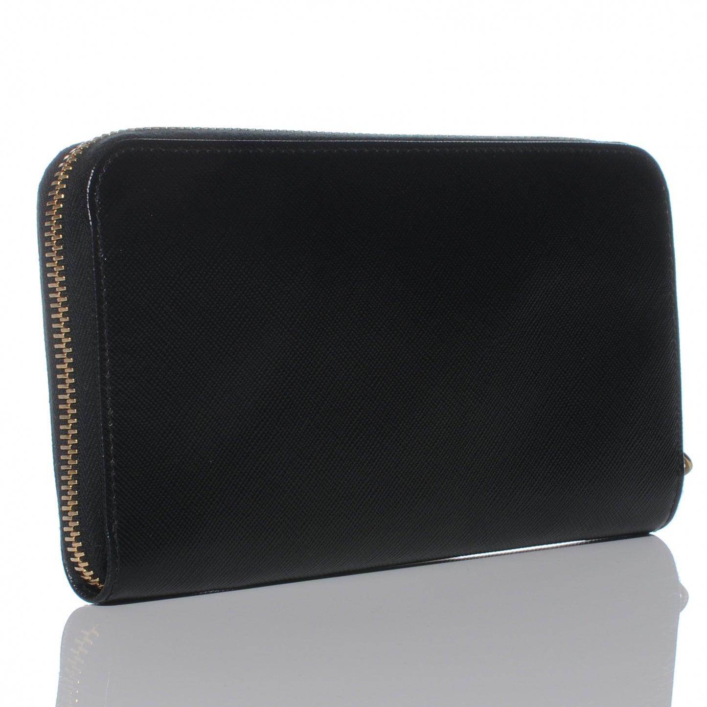 Saffiano Metal Zip Around Wallet Nero Black