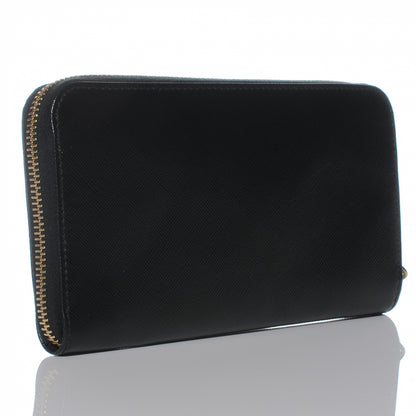 Prada Saffiano Metal Zip Around Wallet Nero Black 3 of 8