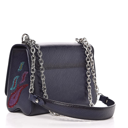 Louis Vuitton Epi Sequins Flame Twist Shoulder Bag MM Blue Nuit 3 of 9