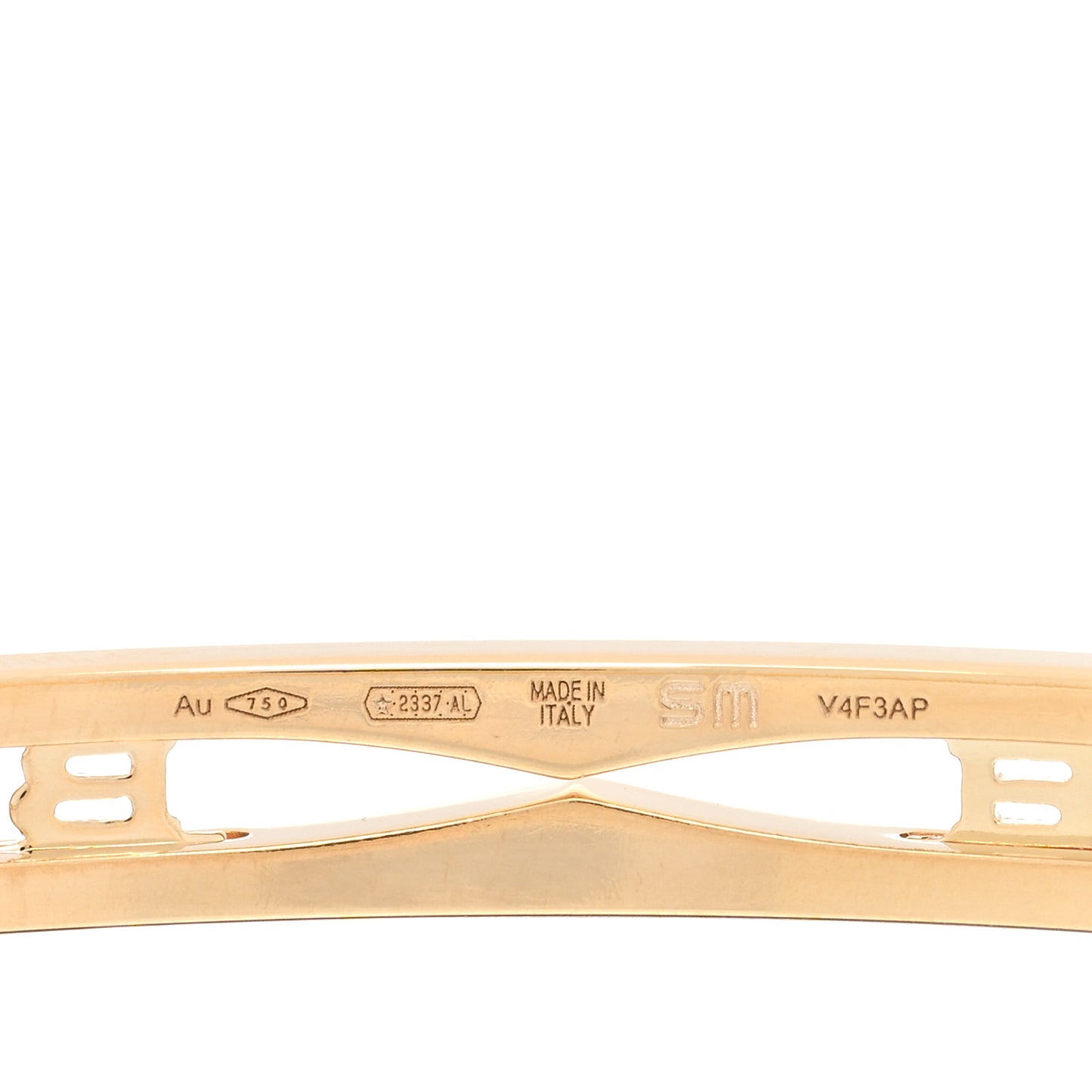 18K Yellow Gold B.Zero1 Bvlgari Logo Bangle Bracelet SM