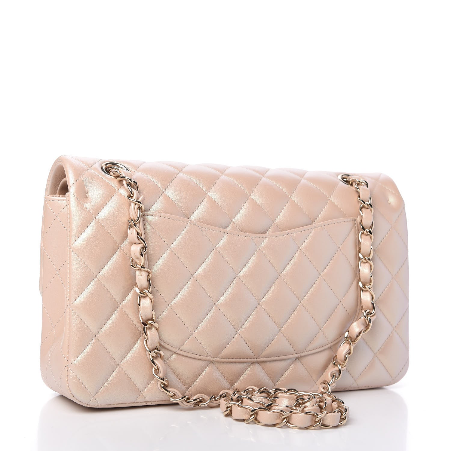 Chanel Iridescent Calfskin Quilted Medium Double Flap Beige 3 of 11