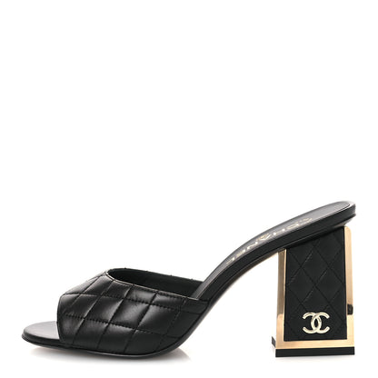 Chanel Lambskin Quilted CC Mules 40 Black 1 of 11
