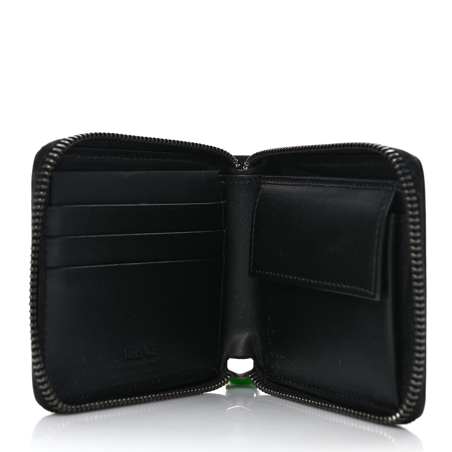 Versace Calfskin Rubber Medusa Biggie Bifold Compact Zip Around Wallet Lime 5 of 7