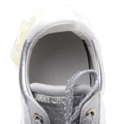 Jimmy Choo Metallic Calfskin Womens Diamond F Low Top Sneaker 37 White Silver 7 of 9