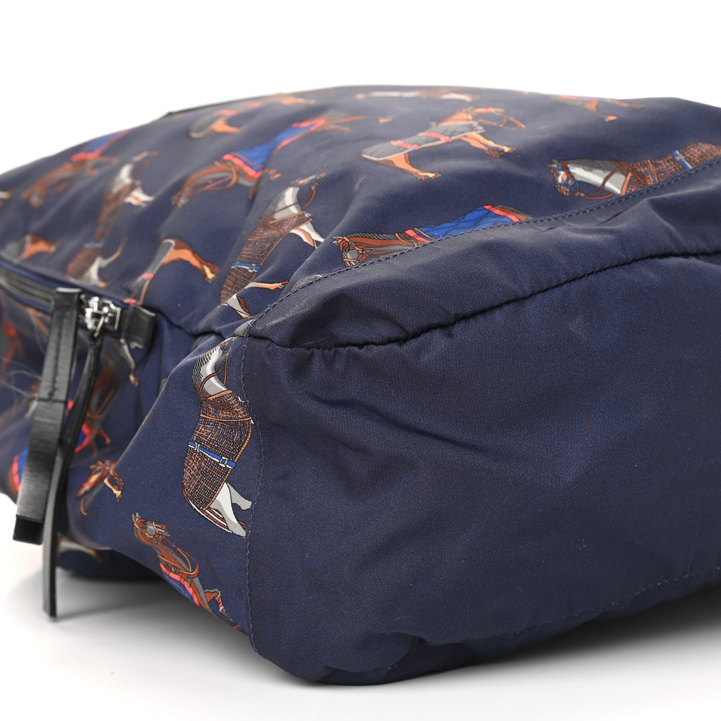 Nylon Horse Print Backpack Blue Red