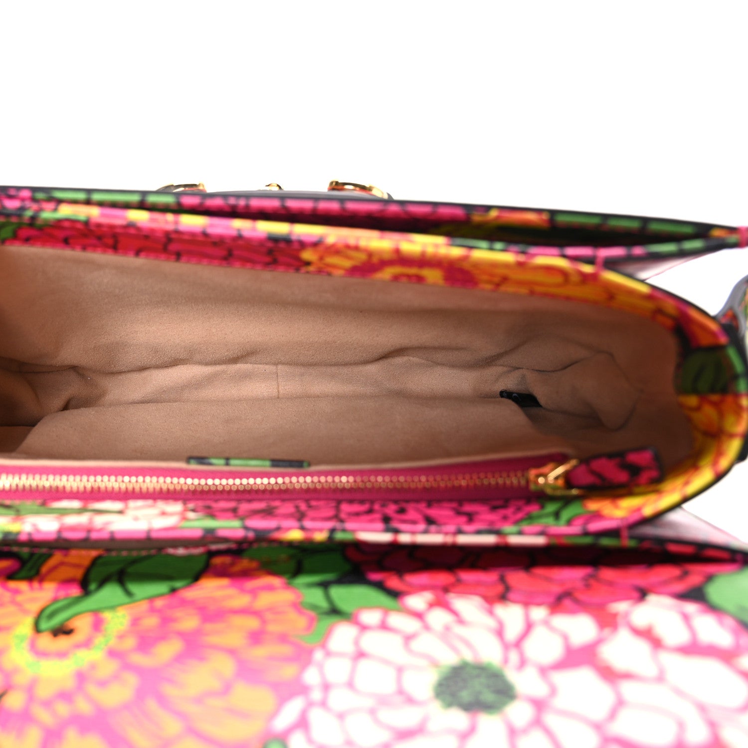 Gucci X KEN SCOTT Textured Calfskin Pomponica Print Horsebit 1955 Shoulder Bag Multicolor Fuxia Pompom 5 of 10