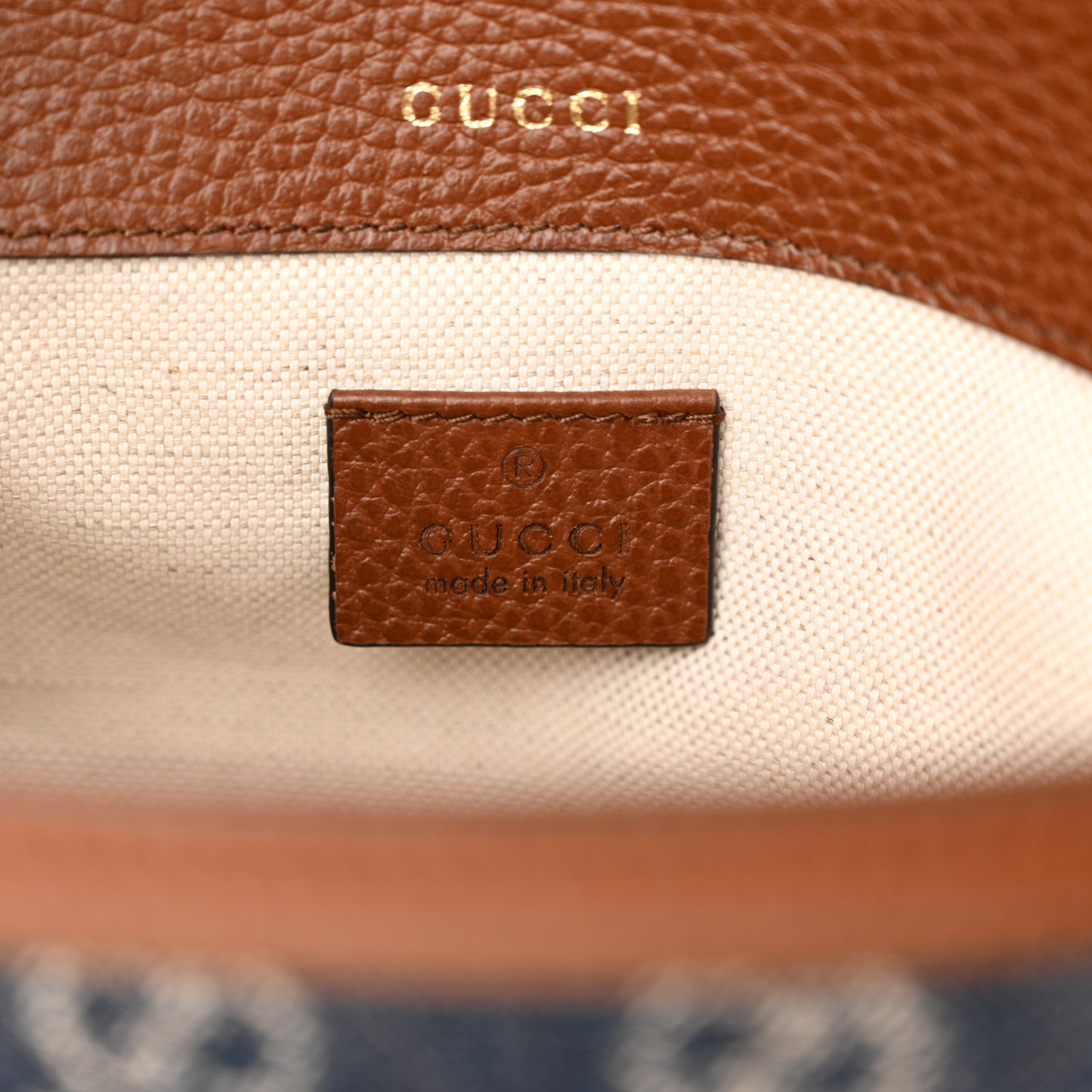 New Denim GG Monogram Dollar Calfskin Web Mini Horsebit 1955 Shoulder Bag Blue Tea Cuir Epilog