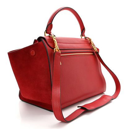 Celine Drummed Calfskin Suede Medium Trapeze Coquelicot 3 of 9