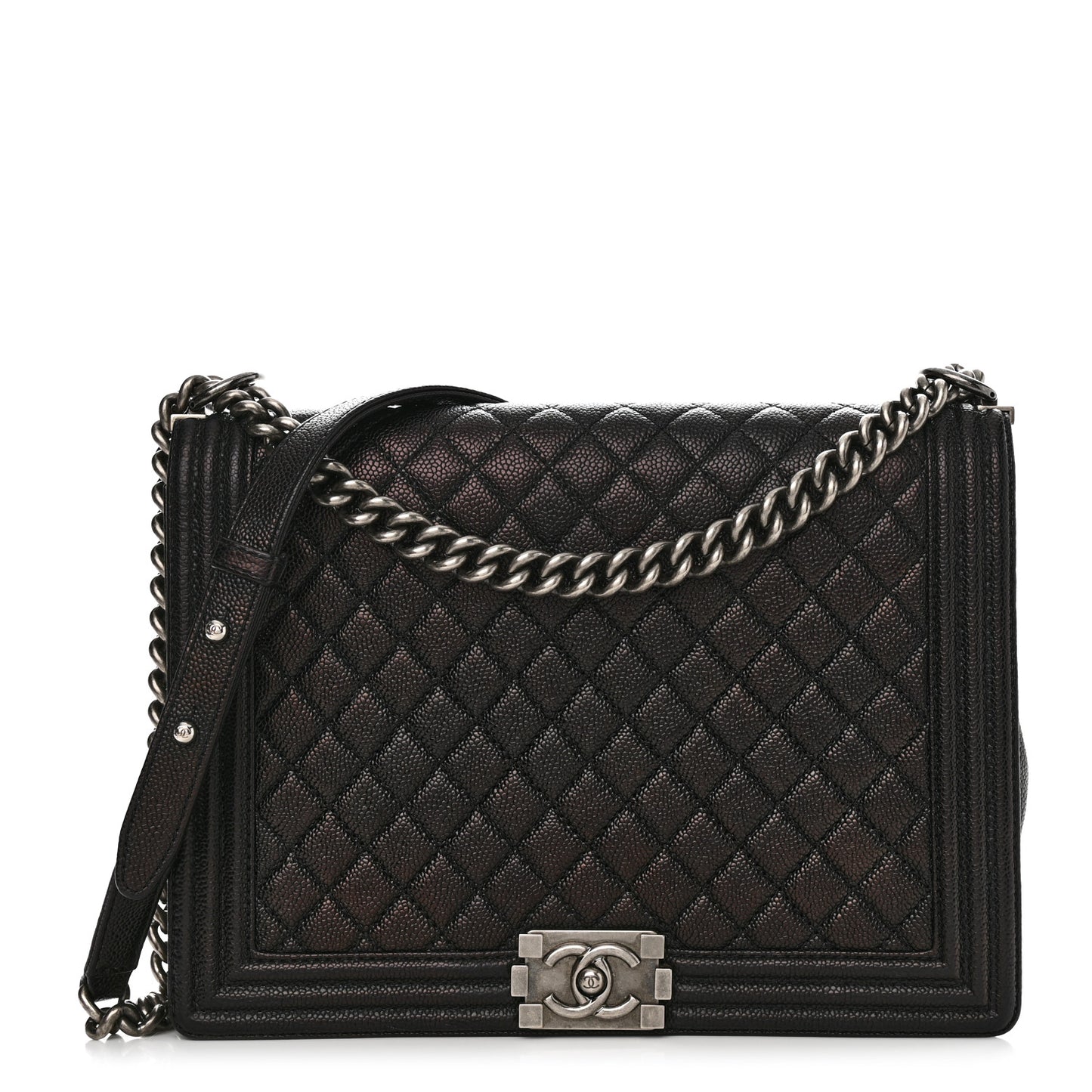 Caviar Quilted Large Boy Flap Black