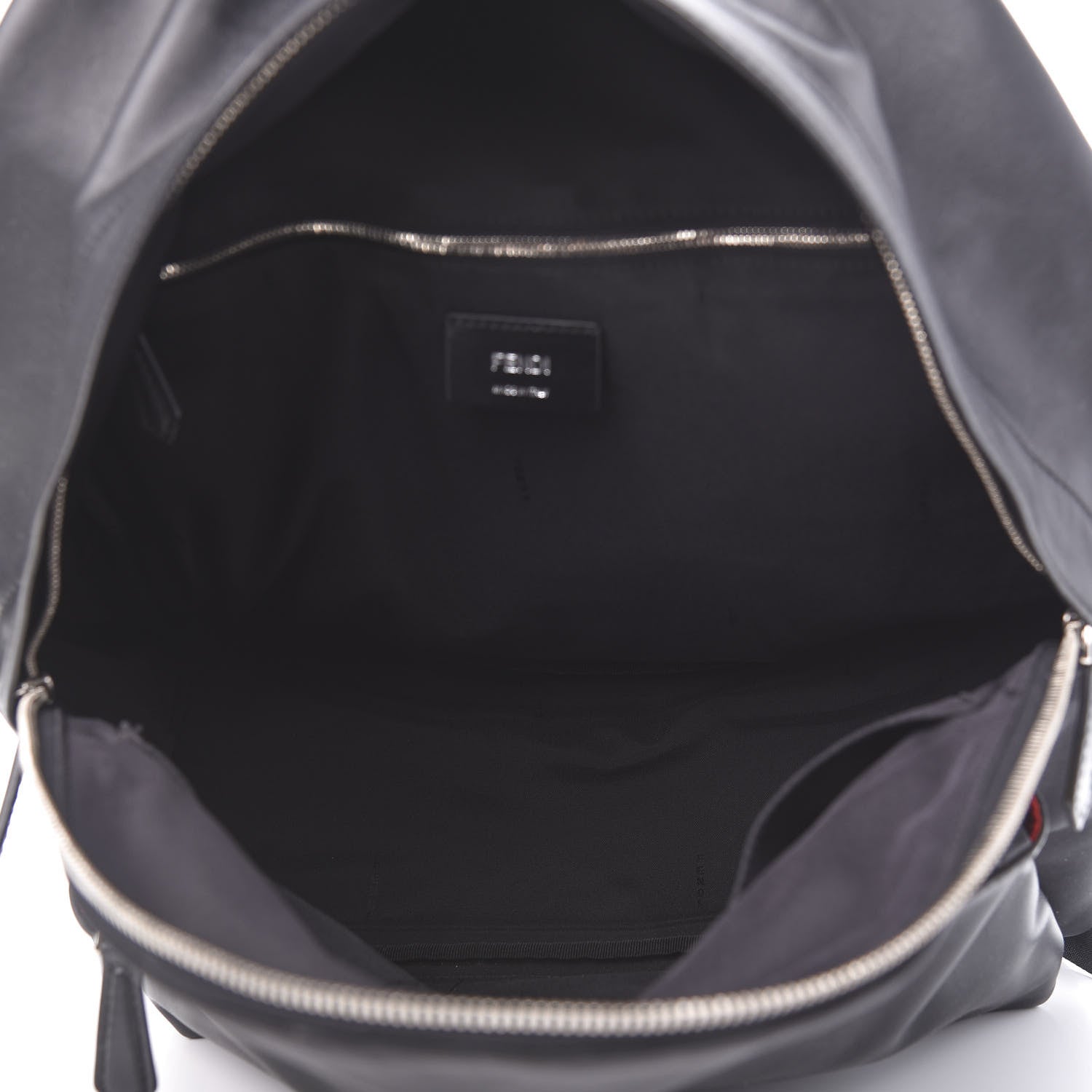Fendi Nylon Vitello Liberty Vitello Dolce Monster Eyes Rounded Backpack Black Sunflower 4 of 8