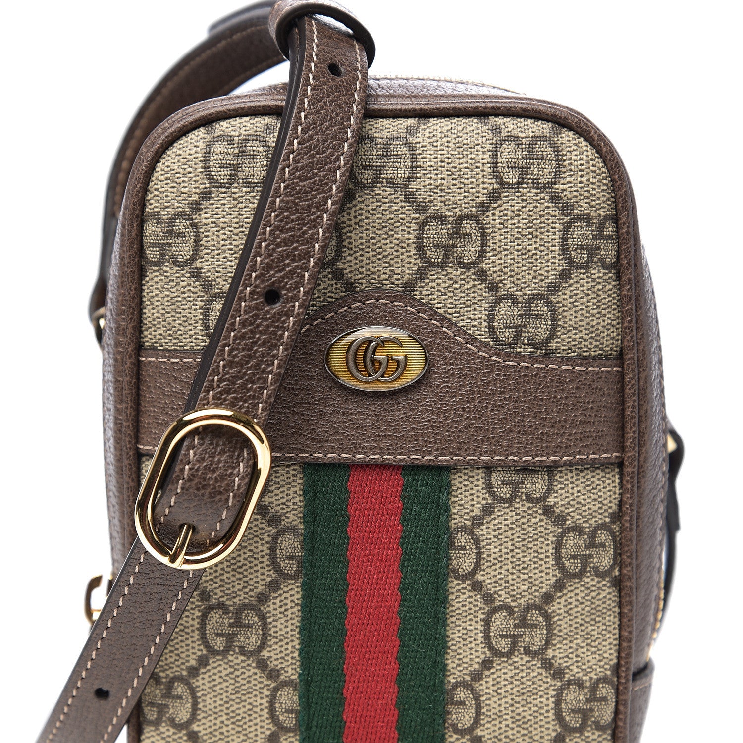 Gucci GG Supreme Monogram Web Mini Ophidia Double Zip Crossbody Bag Beige New Acero 9 of 10