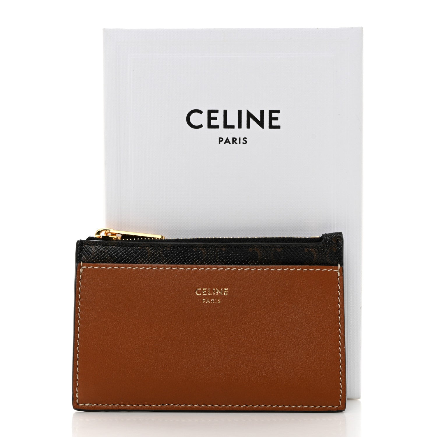 Celine Triomphe Canvas Zipped Card Holder Tan 10 of 10