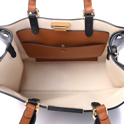 Fendi Vitello Seta Century Small Peekaboo X-Tote Black Brandy 4 of 5