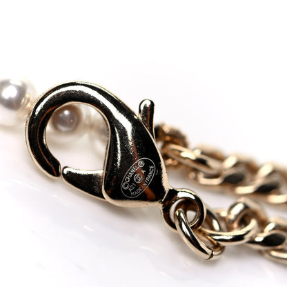 Chanel Pearl Crystal Chain CC Necklace Gold 3 of 4