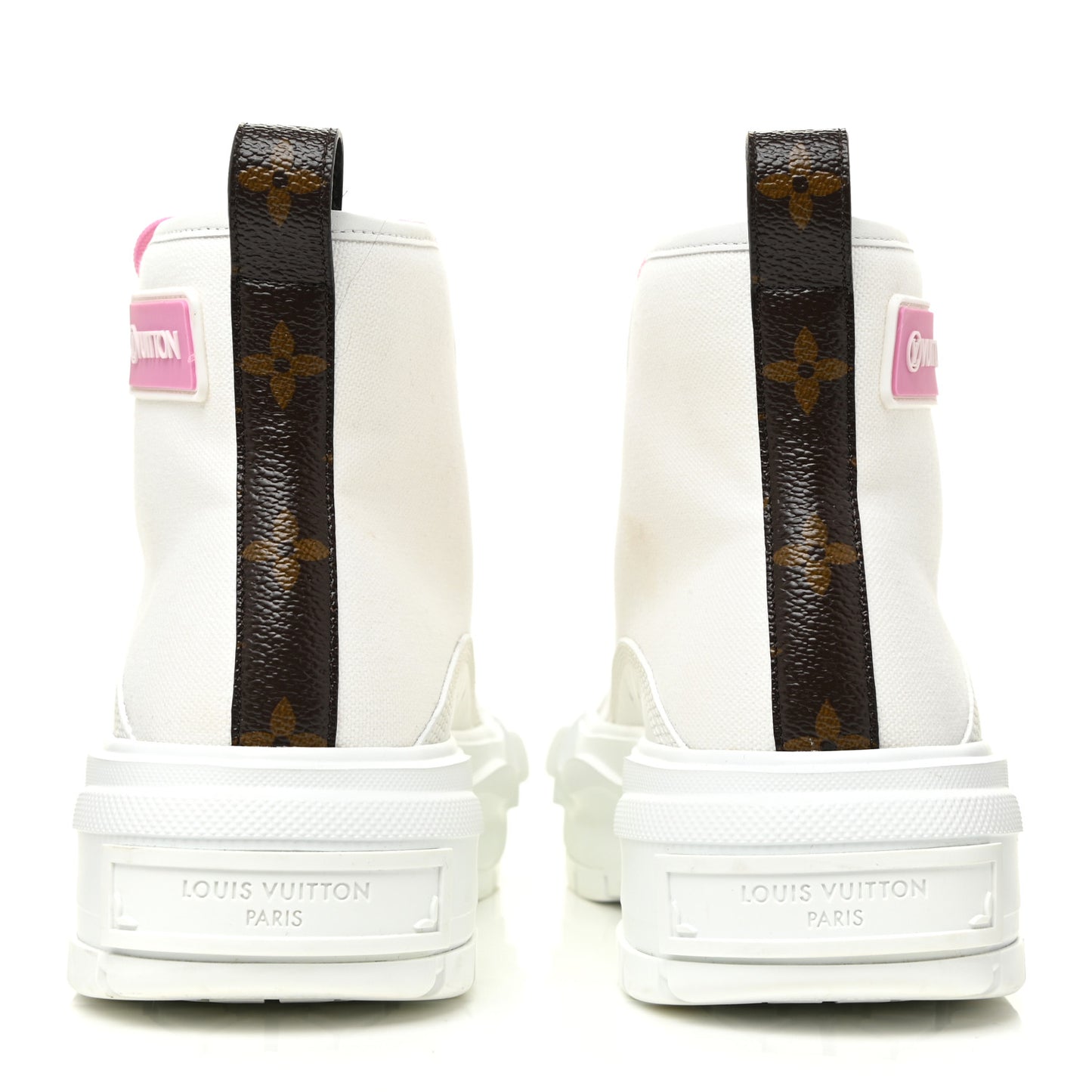 Canvas Monogram LV Squad Sneaker Boots 38 White Pink