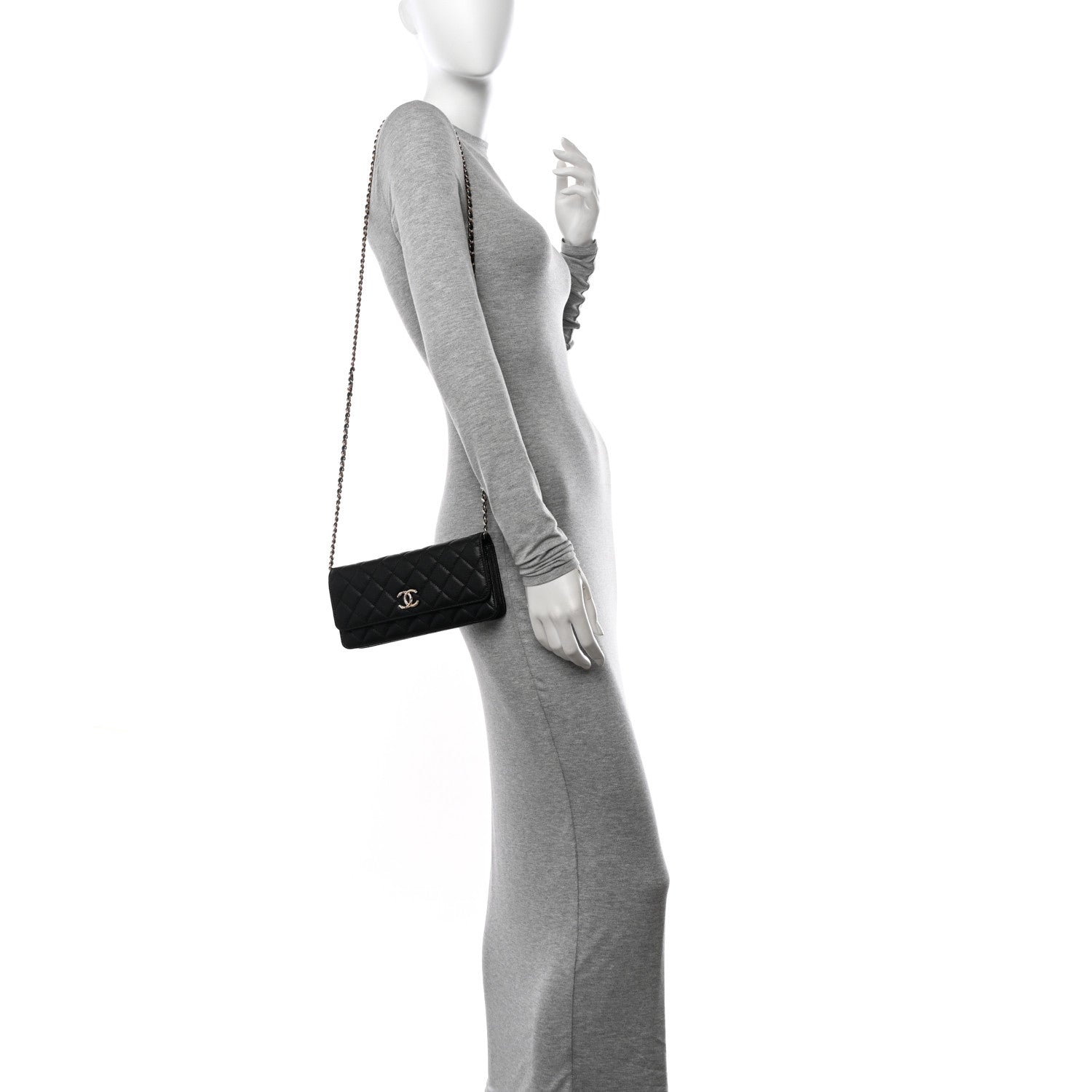Chanel Caviar Quilted Long Clutch With Chain Black 2 of 12