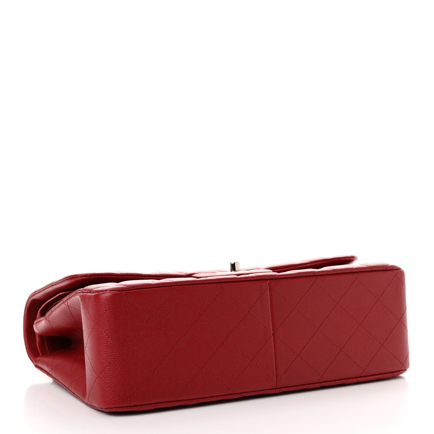 Caviar Quilted Jumbo Double Flap Dark Red