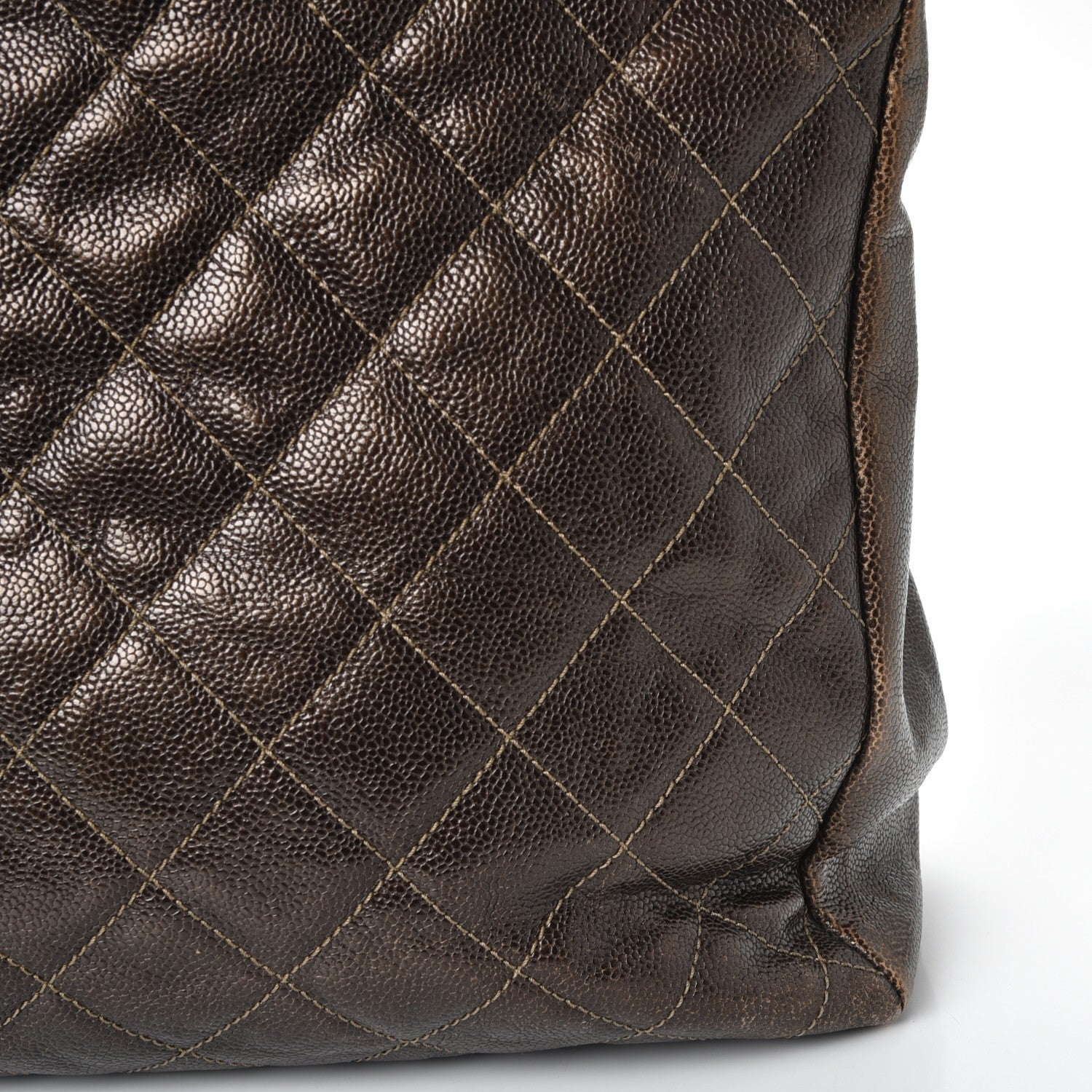 Chanel Iridescent Caviar Quilted Tall Chic Shopping Tote Dark Gold 9 of 16