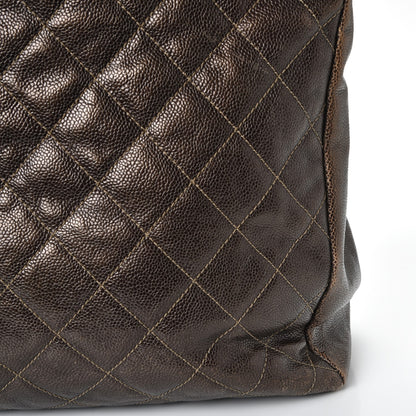 Chanel Iridescent Caviar Quilted Tall Chic Shopping Tote Dark Gold 9 of 16