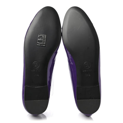 Chanel Patent Calfskin CC Cap Toe Ballerina Flats 36.5 Purple 5 of 11