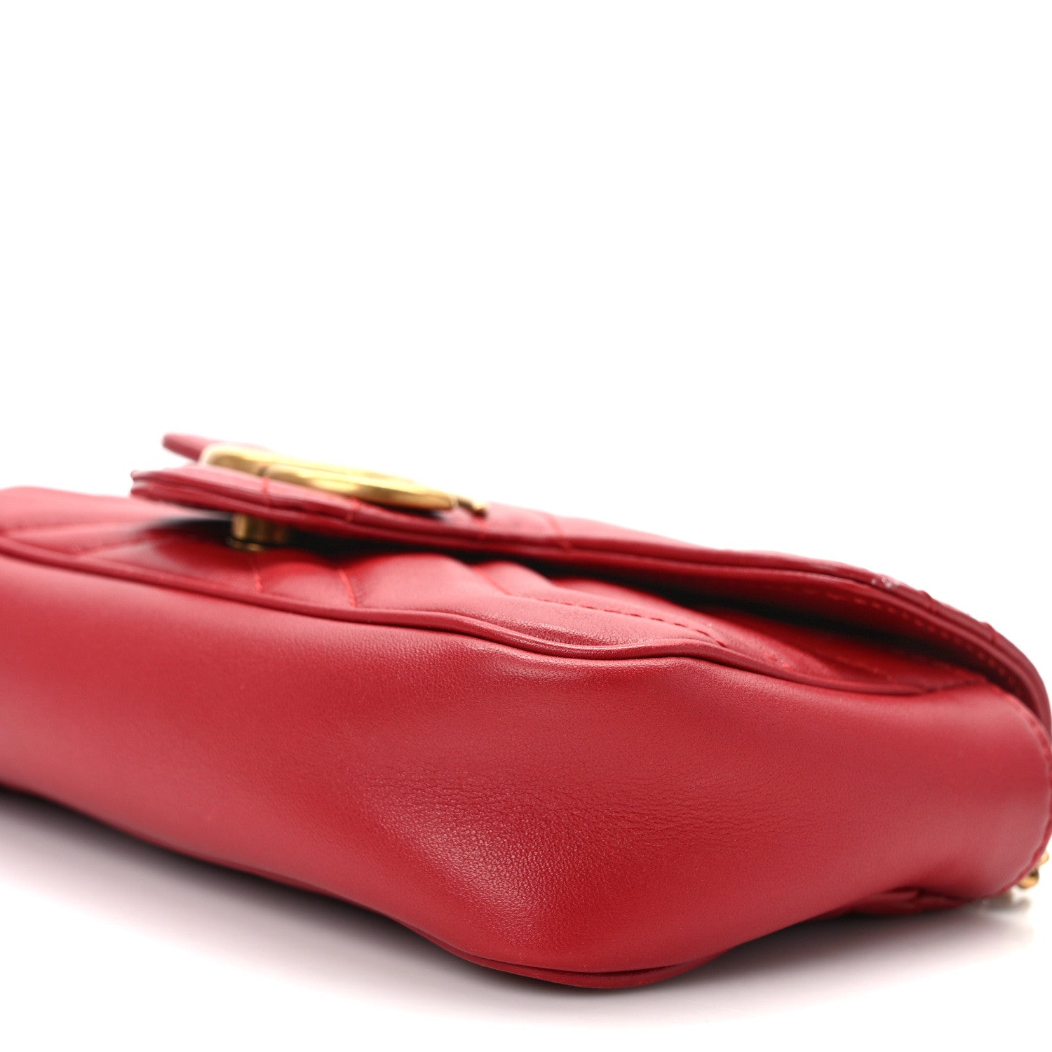 Gucci Calfskin Matelasse Super Mini GG Marmont Shoulder Bag Hibiscus Red 10 of 14