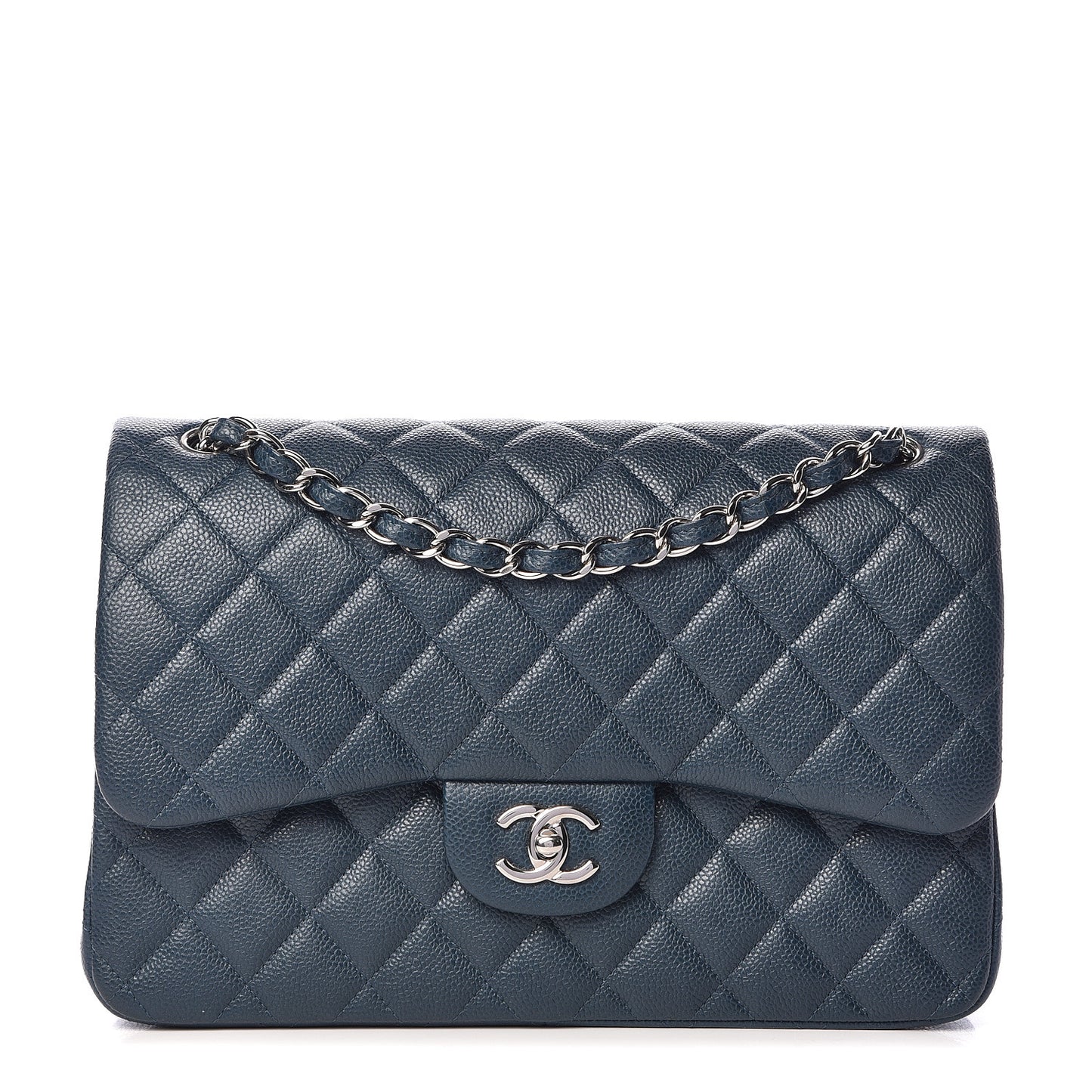 Pearly Caviar Jumbo Double Flap Blue