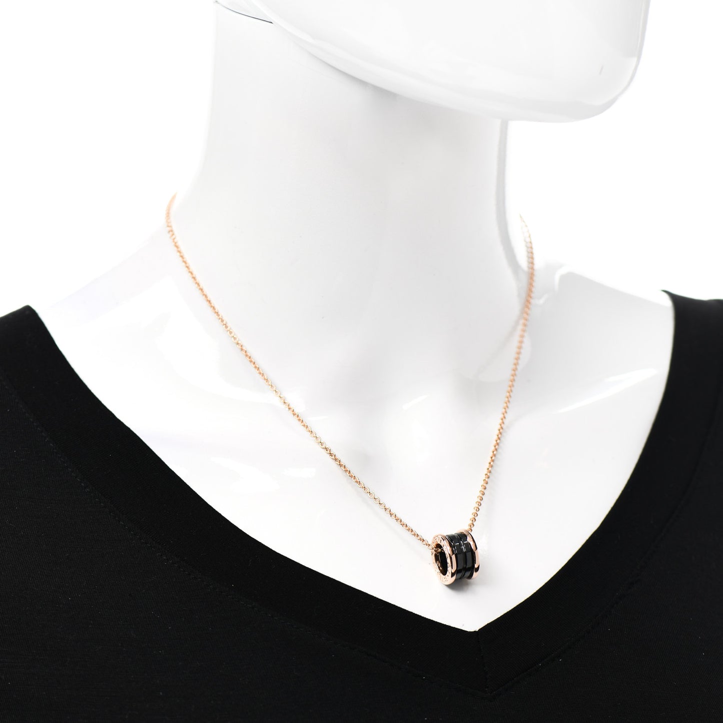 18K Rose Gold Black Ceramic B.Zero1 Pendant Necklace