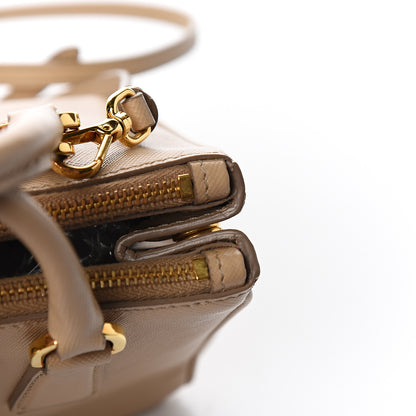 Prada Saffiano Lux Micro Galleria Double Zip Tote Sabbia 10 of 12