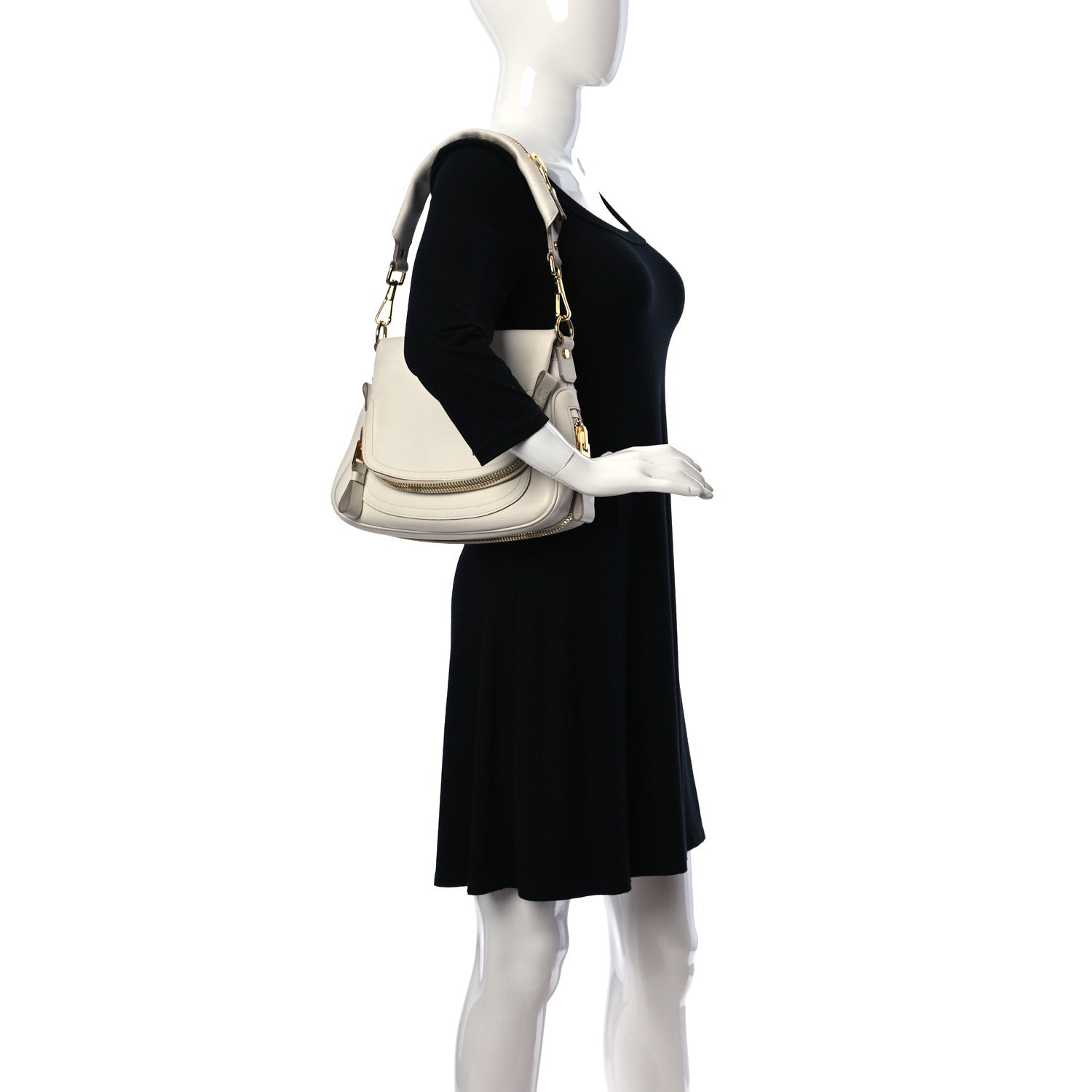Tom Ford Grained Calfskin Medium Jennifer Crossbody Bag Chalk 2 of 10